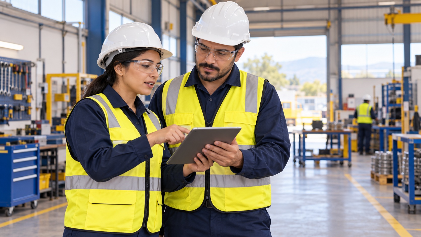 Escena ilustrativa de revisión preventiva en un entorno industrial